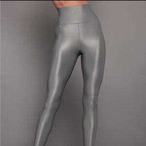 Carbon38 Metallic Gray/silver Leggings XS super high waisted compression